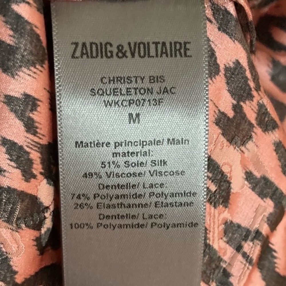 Zadig &‎ Voltaire top medium Slip Christy Camisole pink leopard lace silk NWT - Picture 10 of 12